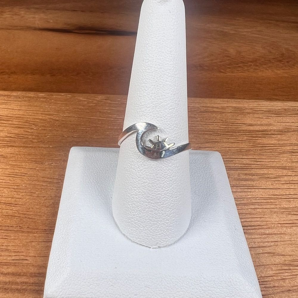 Wave And Sunset Ring .925 Sterling Silver Ocean T… - image 1